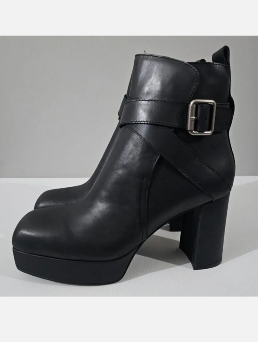 Jeffrey Campbell Amuse Ankle Boot Womens 10 Black Leather Platform High Heel